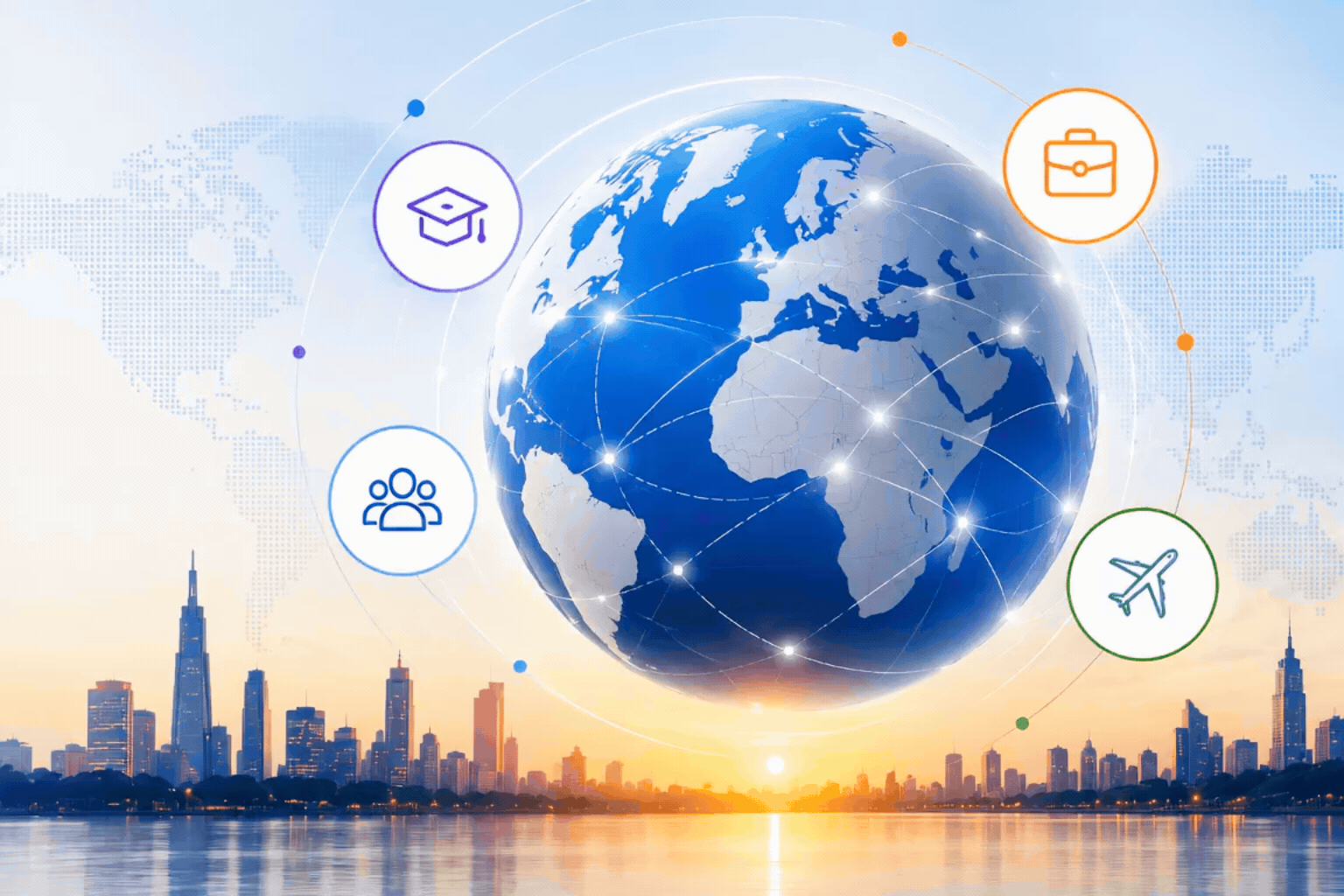 Animated globe representing global mobility opportunities